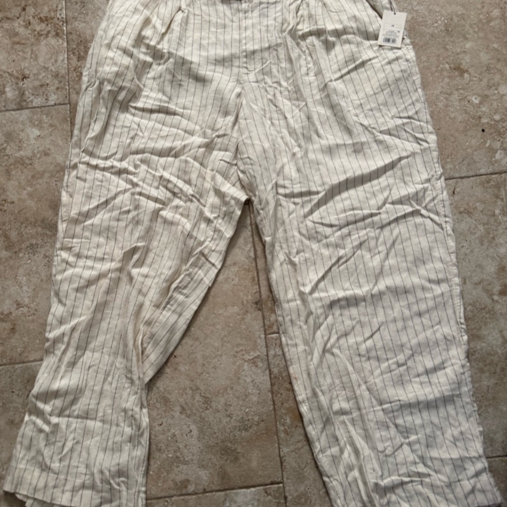 Striped White Linen Pants